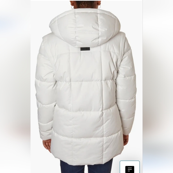NEW Nicole Miller NY Women's White Hooded Puffer Jacket w/ Removable Sleeves - Picture 3 of 3